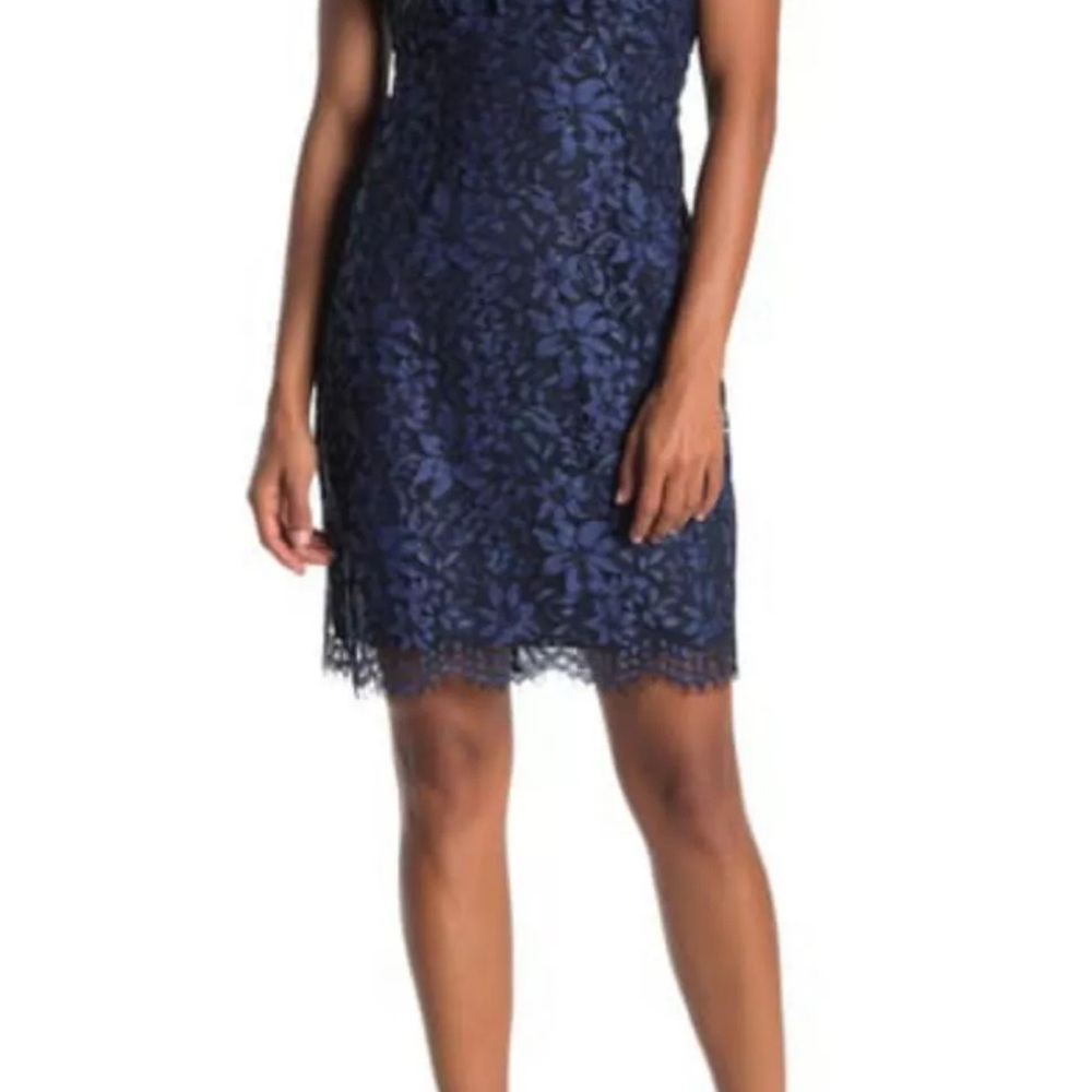 TRINA TURK | Indigo Blue Lace Sheath Cocktail Dress | Size 4